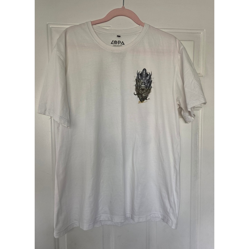 LOPA Bali Hanuman Monkey King Graphic T-Shirt White XXL Mens Streetwear